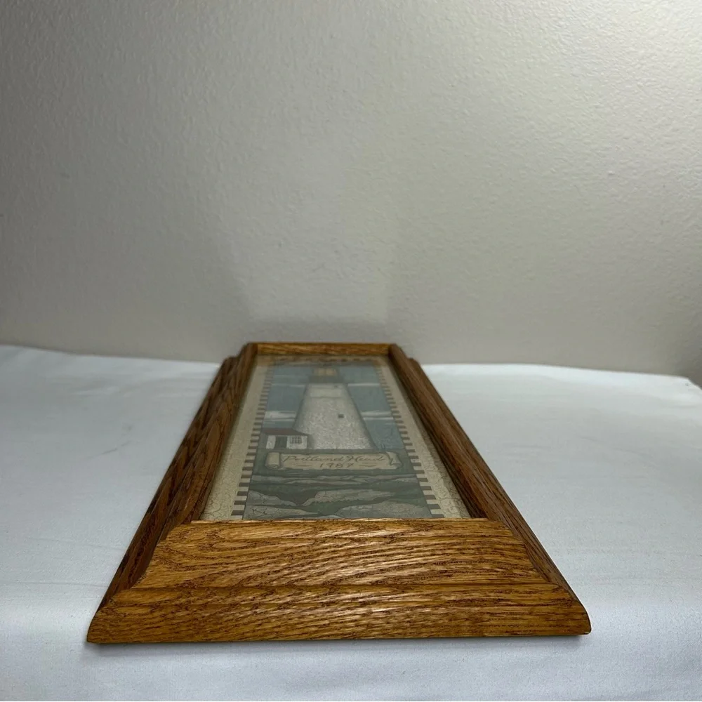 2 VTG Jay Zinn Crinkled Bodie Island -Portland Head Lighthouse Prints Wood Frame